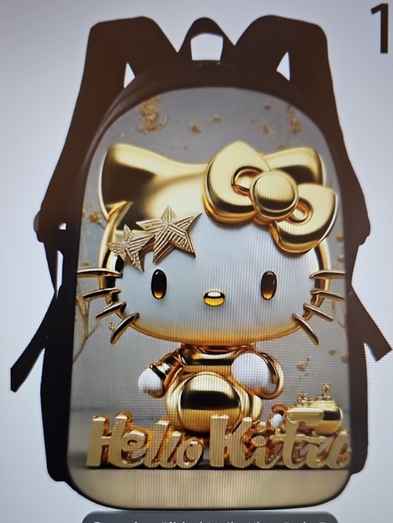 Sanrio Handbags - New Sanrio Gilded Hello Kitty Gold and Black Metallic Backpack